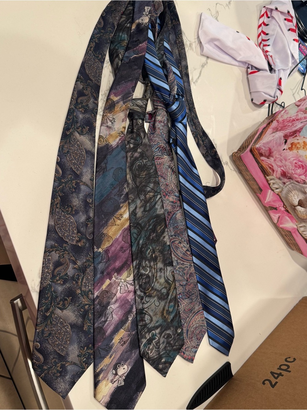 Men's Multicolor Patterned Necktie Collection - Blue, Black, Purple Accents